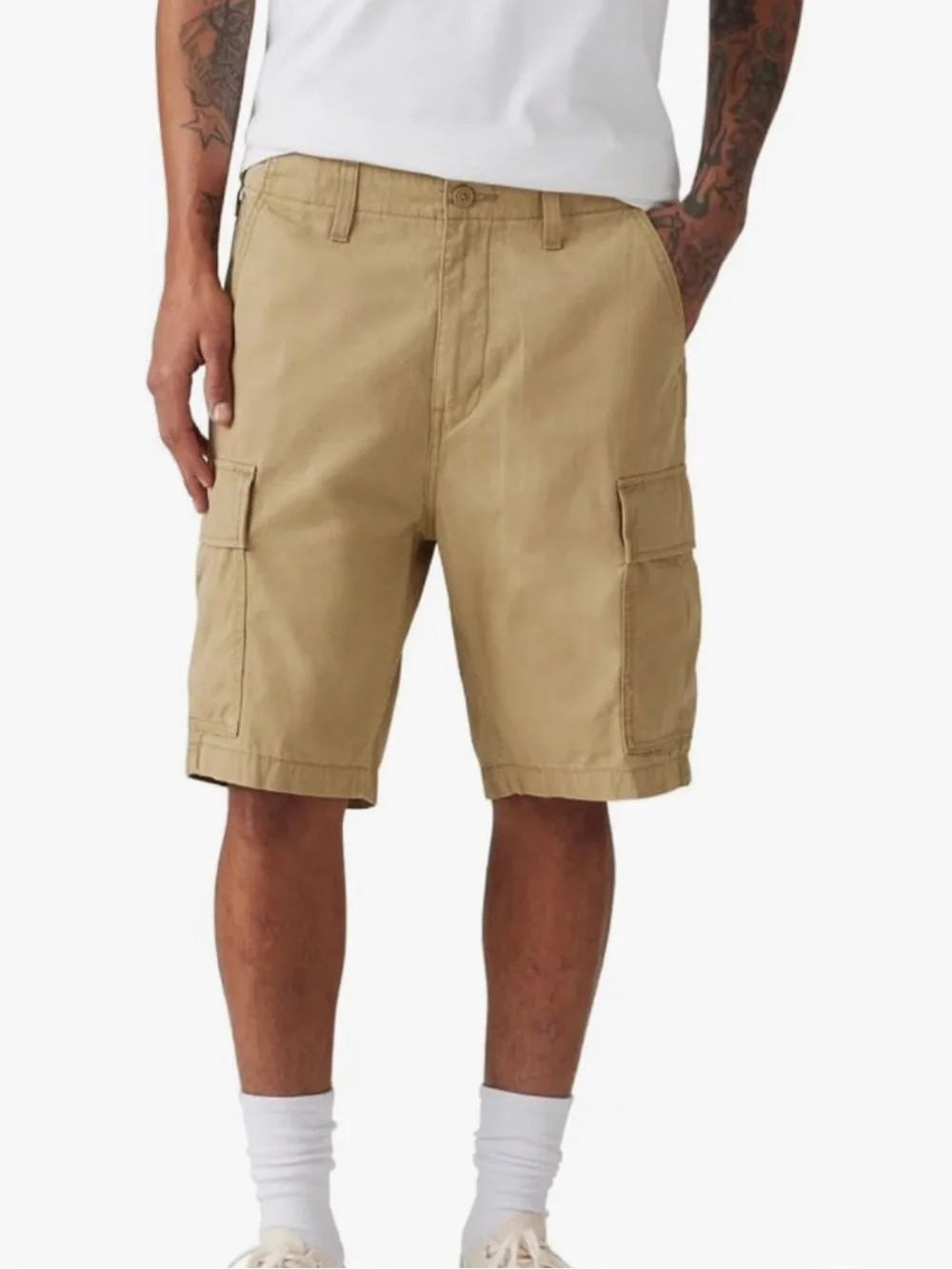 NWT Levi's Men's Cargo Shorts. Color Tan-Harvest Gold-Waist 36”.